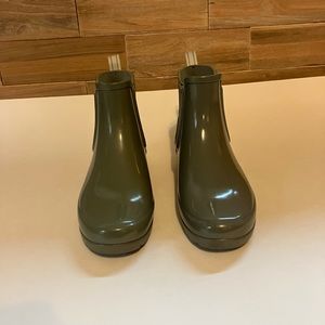 Hunter Olive Ankle Boots